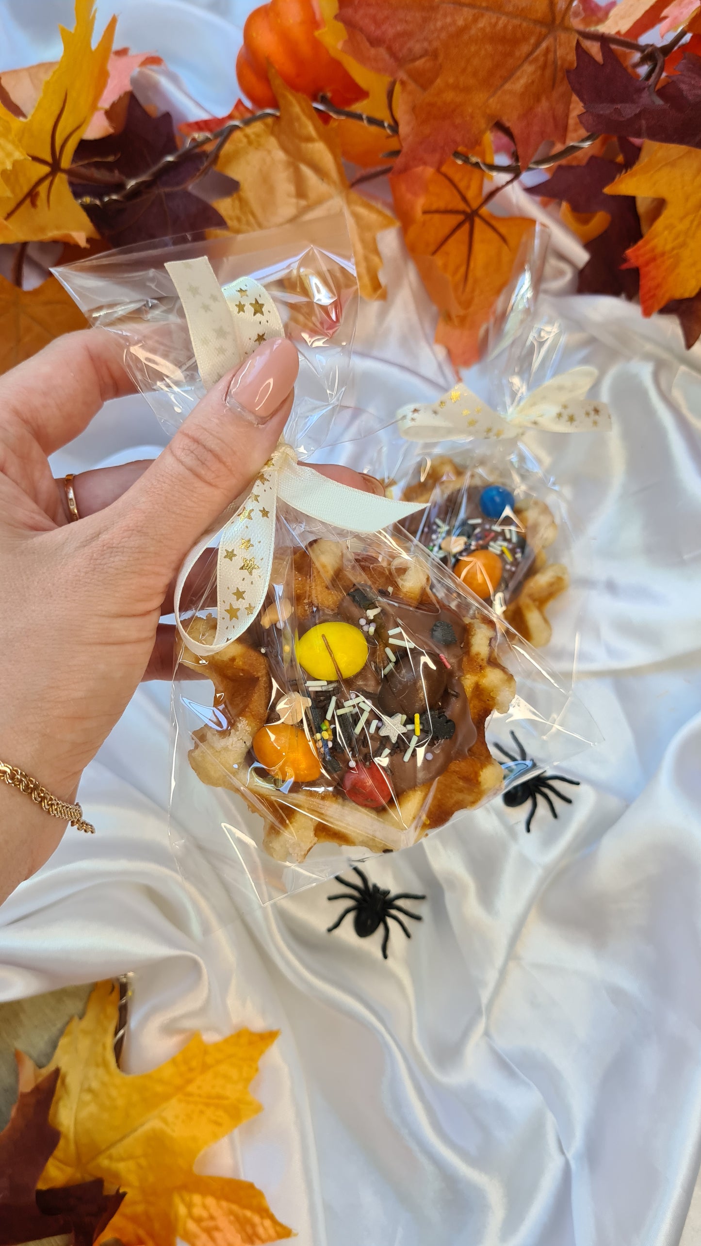 Belgian waffles covered in chocolate