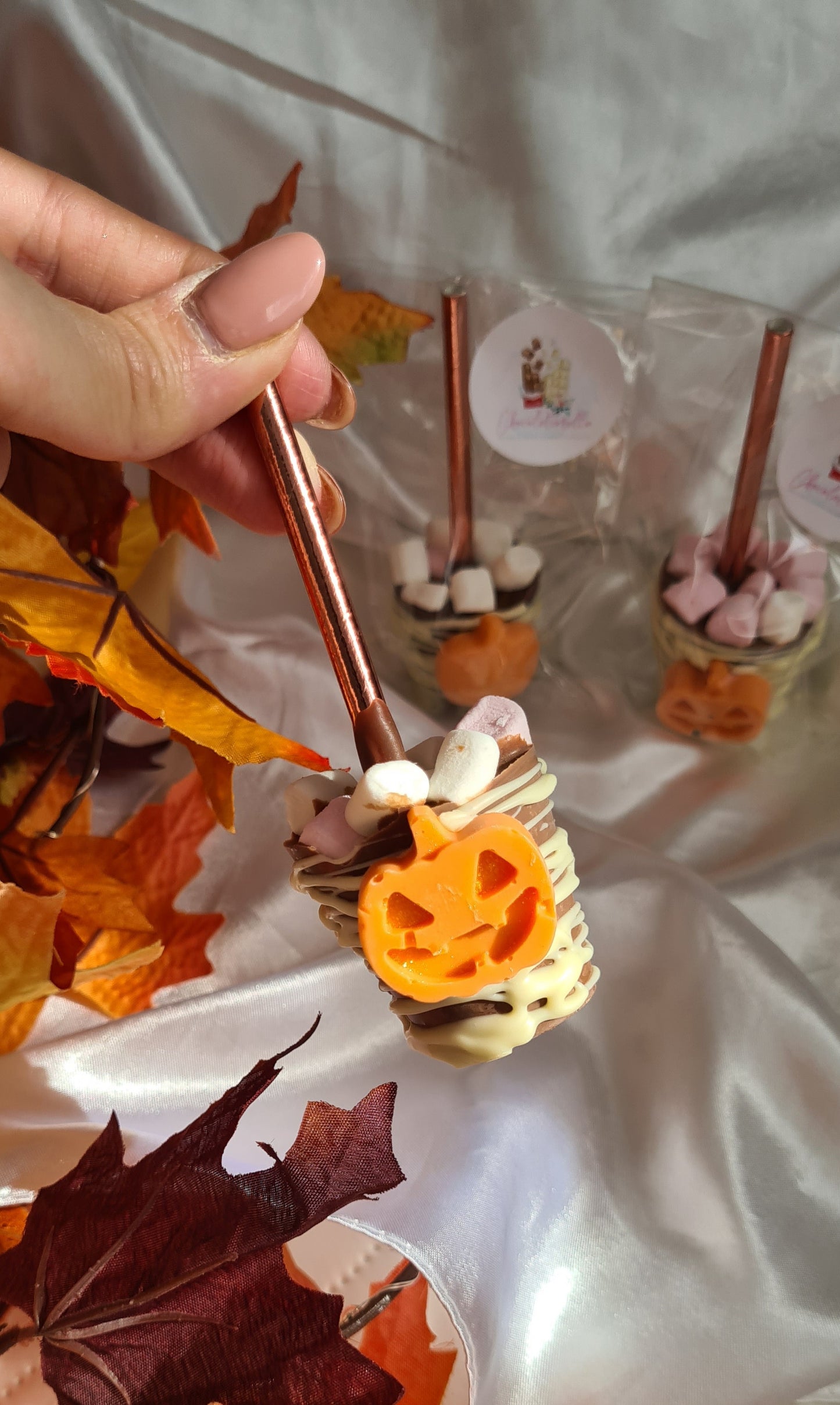 Pumpkin hot chocolate stirrers